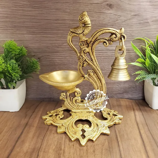 Brass_Hanging_Peacock_Diya_With_Bell_–_Antique_Finish_|_Deepak_For_Temple_&_Festive_Decor_By_Decor_By_Kk