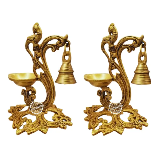 Brass_Peacock_Hanging_Diya_With_Table_Standing_Deepak_(Set_Of_2)_Traditional_Oil_Lamp_For_Decoration