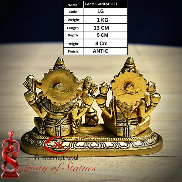 Laxmi_Ganesh_Brass_Statue,_Gold-Toned,_8_Cm_Height