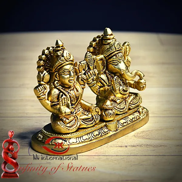 Laxmi_Ganesh_Brass_Statue,_Gold-Toned,_8_Cm_Height