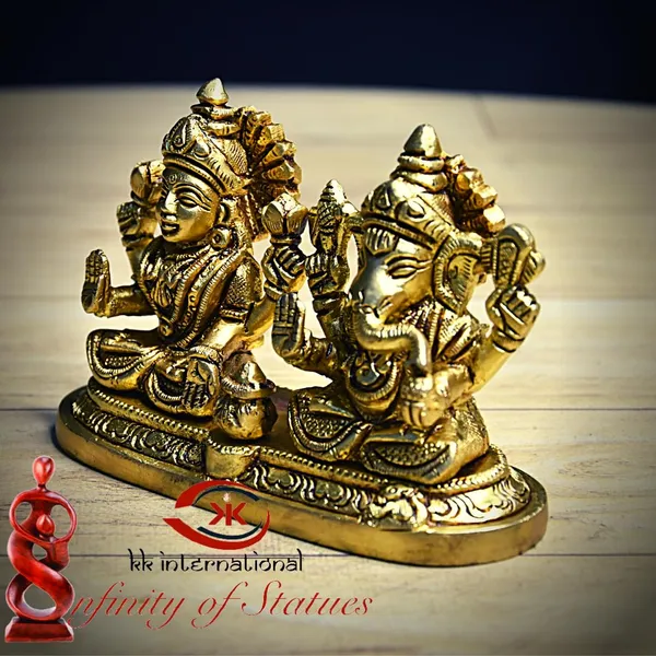 Laxmi_Ganesh_Brass_Statue,_Gold-Toned,_8_Cm_Height