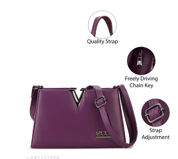 Premium_Purple_Structured_Sling_Handbag_with_Metal_V_Accent