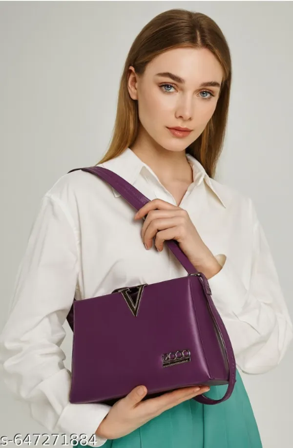 Premium_Purple_Structured_Sling_Handbag_with_Metal_V_Accent