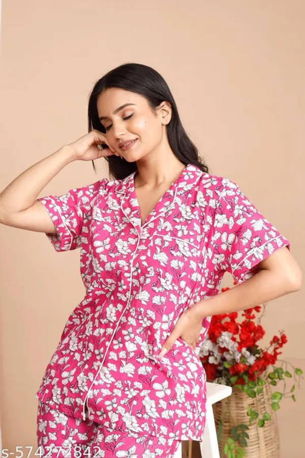 Pink_Cotton_Printed_Night_Dress_For_Women_&_Girls