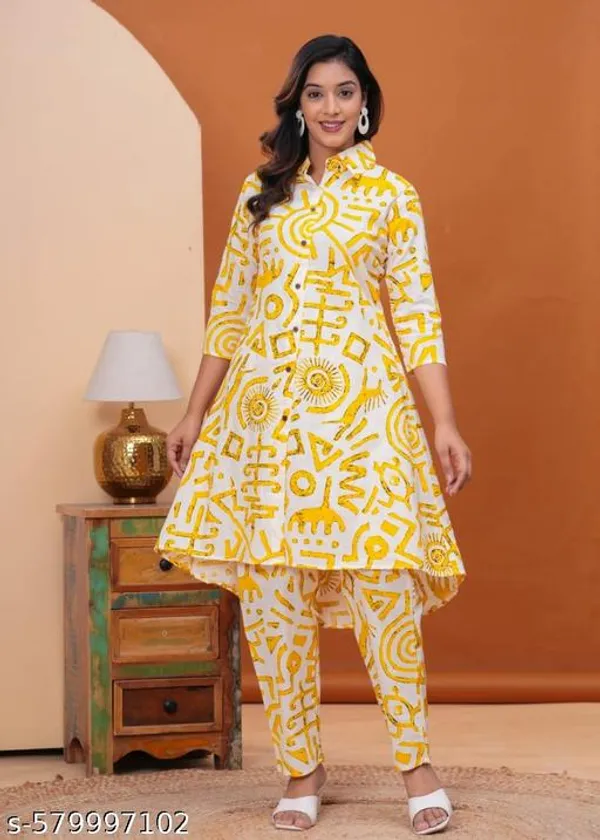 Yellow_Cotton_Co-Ord_Set_For_Women_&_Girls