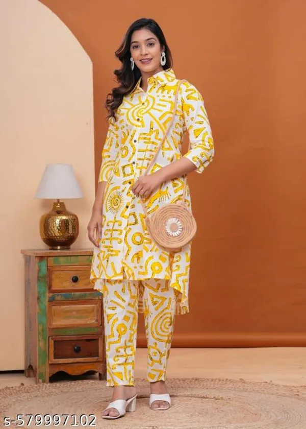 Yellow_Cotton_Co-Ord_Set_For_Women_&_Girls