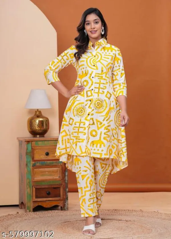 Yellow_Cotton_Co-Ord_Set_For_Women_&_Girls