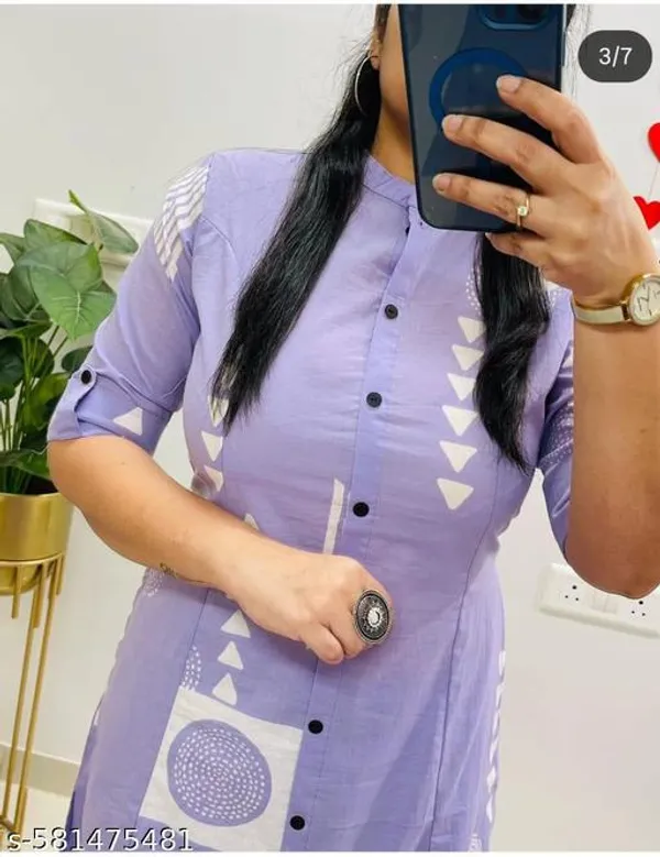 Lavendar_Cotton_Printed_Kurta_Set_For_Women_&_Girls