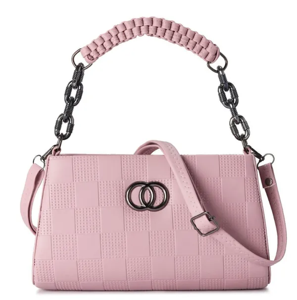 Chic_Textured_Pink_Shoulder_Handbag_with_Chain_Detail