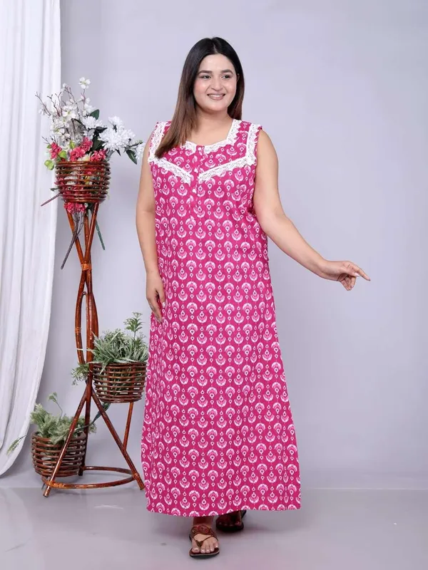 Pink_Cotton_Nighty_For_Women_&_Girls