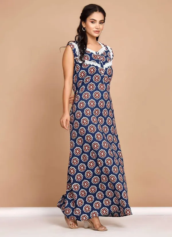 Navy_Blue_Cotton_Nighty_For_Women_&_Girls