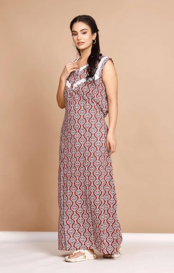 Maroon_Cotton_Nighty_For_Women_&_Girls