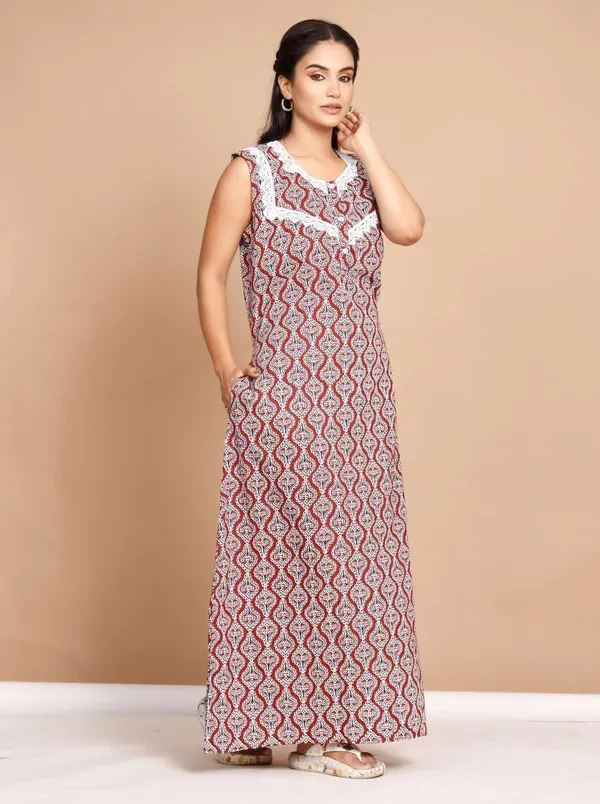 Maroon_Cotton_Nighty_For_Women_&_Girls