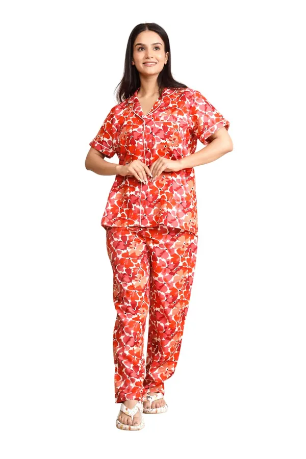 Red_Cotton_Printed_Night_Dress_For_Women_&_Girls