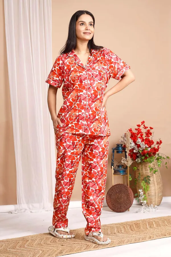 Red_Cotton_Printed_Night_Dress_For_Women_&_Girls