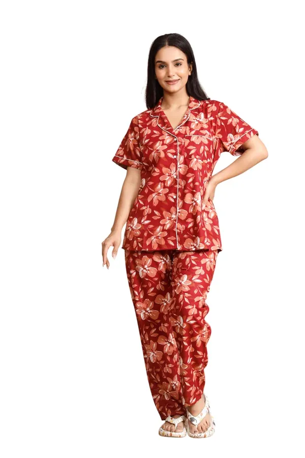 Red_Cotton_Printed_Night_Dress_For_Women_&_Girls