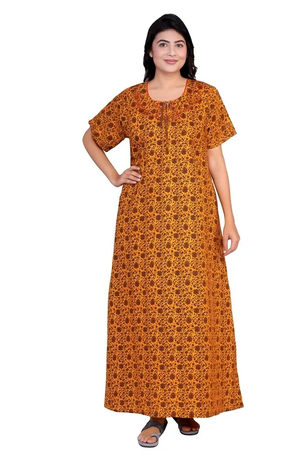 Mustard_Cotton_Nighty_For_Women_&_Girls