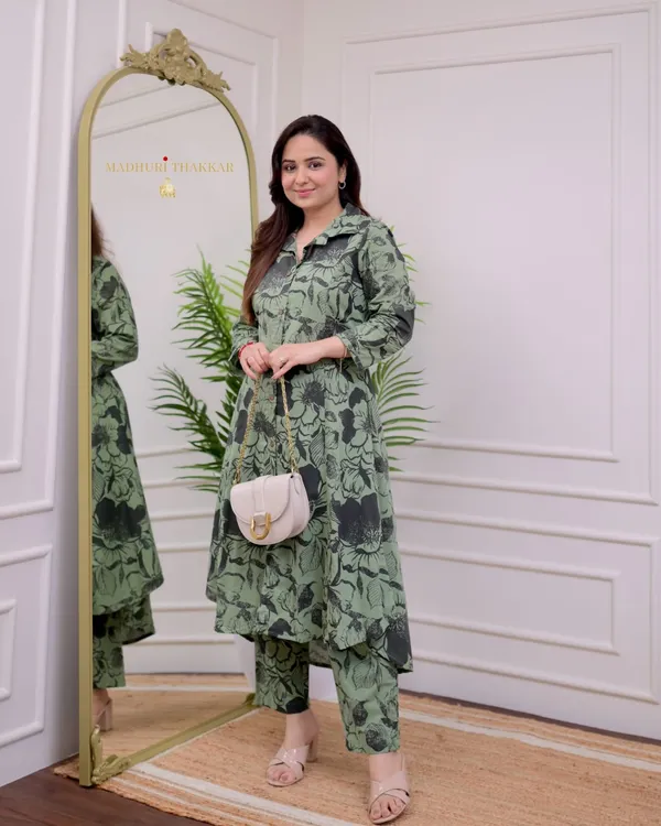 Green_Cotton_Elegant_Co-Ord_Set_For_Women_&_Girls