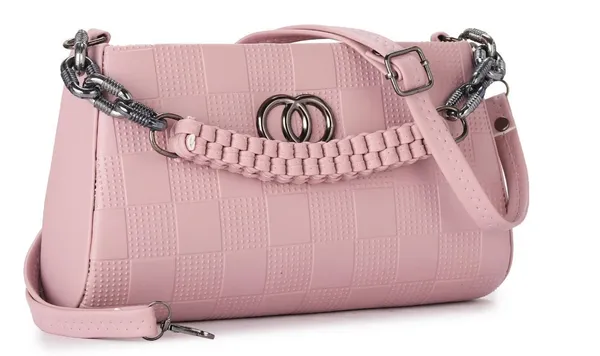 Chic_Textured_Pink_Shoulder_Handbag_with_Chain_Detail