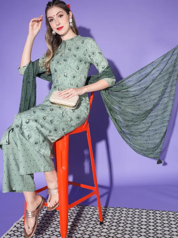 Women's__Rayon_Blend_Printed_Kurta_with_Pants_&_Dupatta-_3pc_set,_TK011