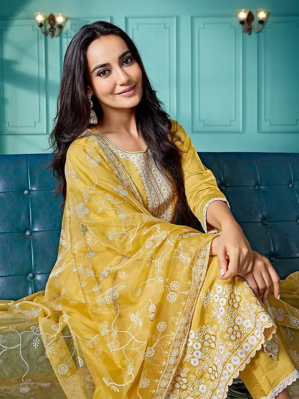 Yellow_Chanderi_Ethnic_Motifs_Embroidered_Straight_Kurta_Pant_with_Dupatta,_3pc,_TK202