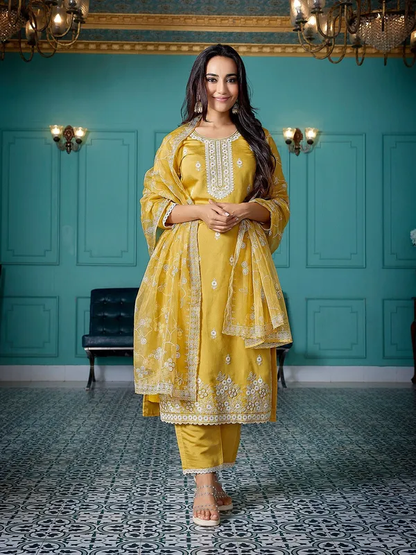 Yellow_Chanderi_Ethnic_Motifs_Embroidered_Straight_Kurta_Pant_with_Dupatta,_3pc,_TK202