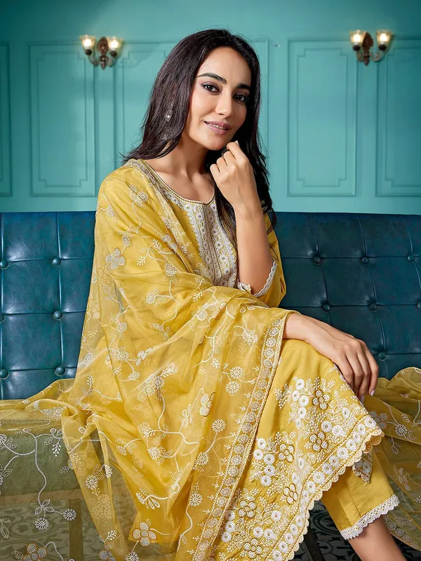 Yellow_Chanderi_Ethnic_Motifs_Embroidered_Straight_Kurta_Pant_with_Dupatta,_3pc,_TK202