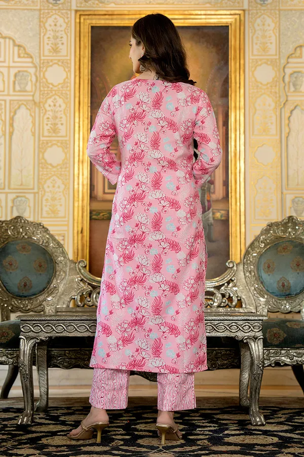 Pink_Floral_Printed_Rayon_Kurta_Pant_with_Dupatta,_3pc_set