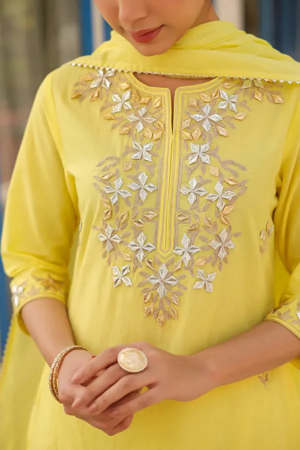 Yellow_Cotton_Cambric_Gota_Patti_Embroidered_Straight_Suit_Set
