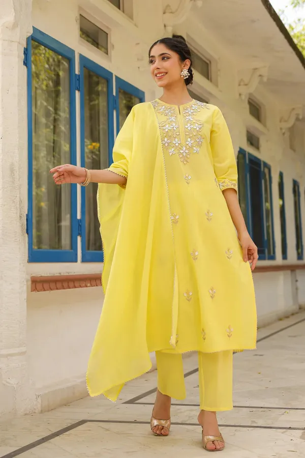Yellow_Cotton_Cambric_Gota_Patti_Embroidered_Straight_Suit_Set