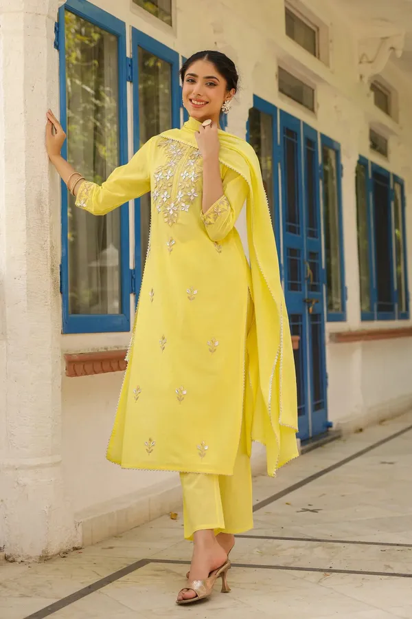 Yellow_Cotton_Cambric_Gota_Patti_Embroidered_Straight_Suit_Set