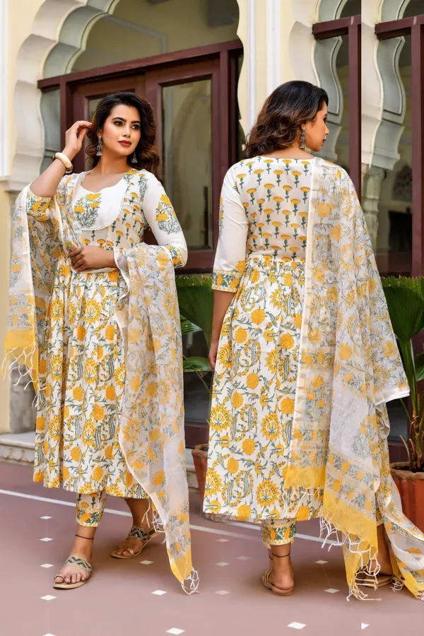 Yellow_Rayon_Premium_&_Elegant_Kurta_&_Pant_Set_With_Dupatta_For_Women_&_Girls