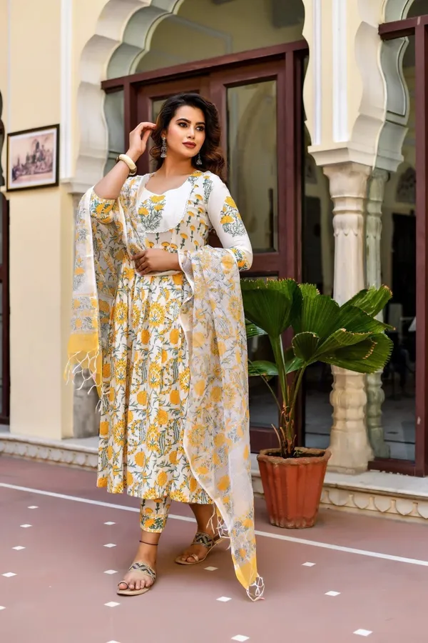 Yellow_Rayon_Premium_&_Elegant_Kurta_&_Pant_Set_With_Dupatta_For_Women_&_Girls