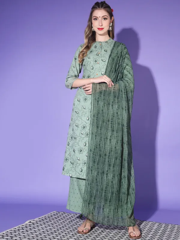 Green_Rayon_Premium_&_Elegant_Kurta_&_Pant_Set_With_Dupatta_For_Women_&_Girls