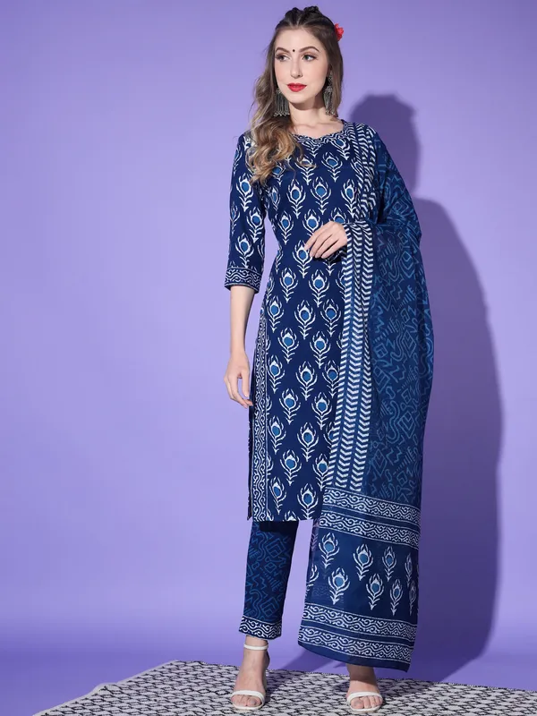 Dark_Blue_Rayon_Premium_&_Elegant_Kurta_&_Pant_Set_With_Dupatta_For_Women_&_Girls