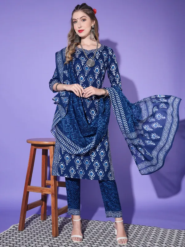 Dark_Blue_Rayon_Premium_&_Elegant_Kurta_&_Pant_Set_With_Dupatta_For_Women_&_Girls