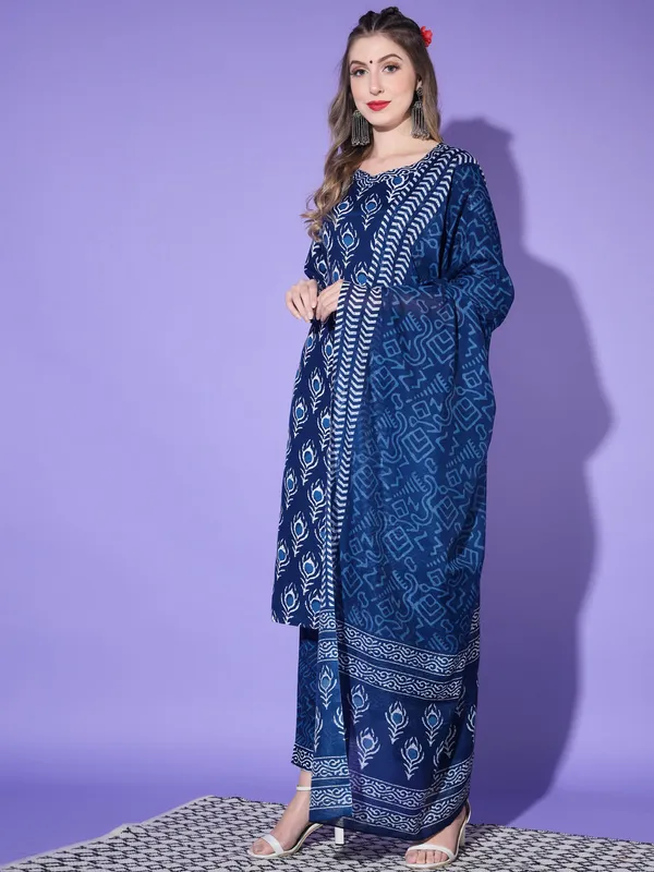 Dark_Blue_Rayon_Premium_&_Elegant_Kurta_&_Pant_Set_With_Dupatta_For_Women_&_Girls