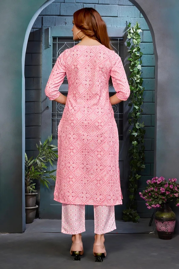 Pink_Rayon_Premium_&_Elegant_Kurta_&_Pant_For_Women_&_Girls
