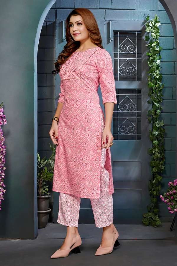 Pink_Rayon_Premium_&_Elegant_Kurta_&_Pant_For_Women_&_Girls