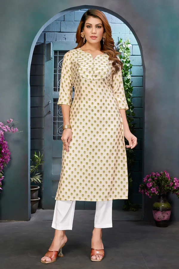 Creme_Chanderi_Premium_&_Elegant_Kurta_For_Women_&_Girls