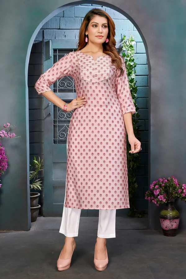 Pink_Chanderi_Premium_&_Elegant_Kurta_For_Women_&_Girls