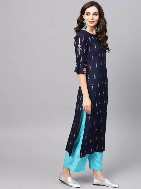 Navy_Blue_Rayon_Premium_&_Elegant_Kurta_For_Women_&_Girls