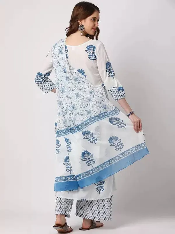 Blue_Cotton_Premium_&_Elegant_Kurta_&_Pant_Set_With_Dupatta_For_Women_&_Girls