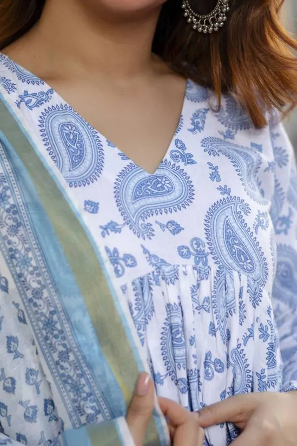 Blue_Cotton_Premium_&_Elegant_Kurta_&_Pant_Set_With_Dupatta_For_Women_&_Girls