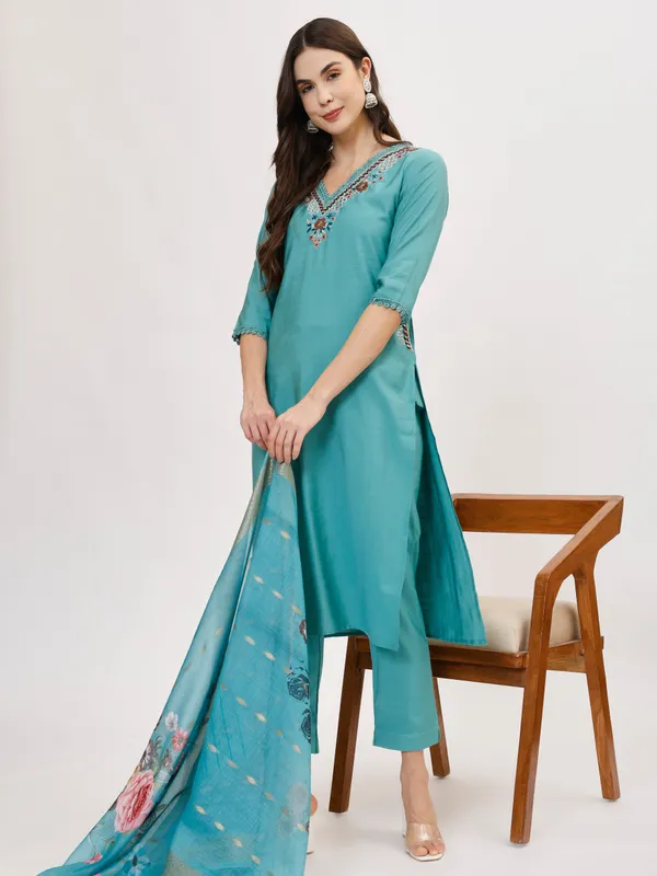 Sea_Green_Rayon_Premium_&_Elegant_Kurta_&_Pant_Set_With_Dupatta_For_Women_&_Girls