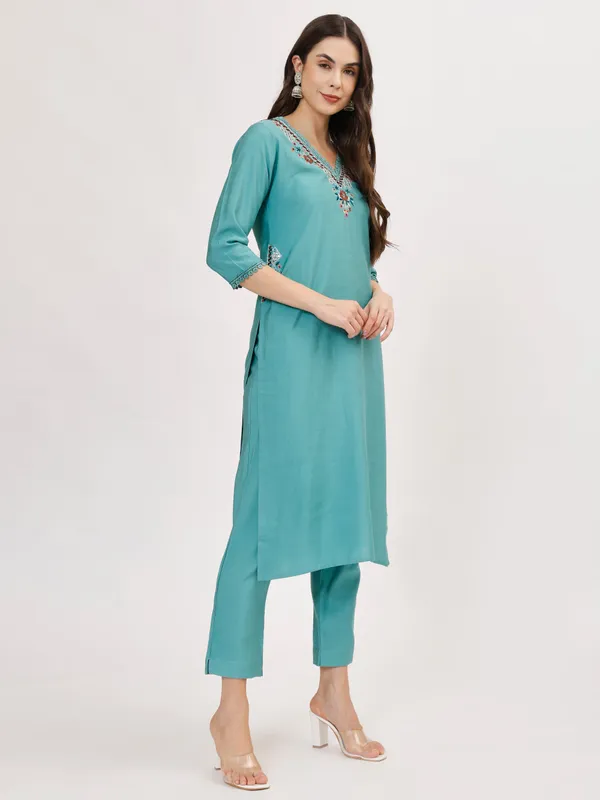 Sea_Green_Rayon_Premium_&_Elegant_Kurta_&_Pant_Set_With_Dupatta_For_Women_&_Girls