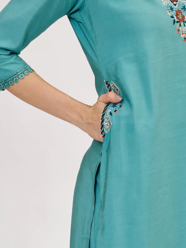 Sea_Green_Rayon_Premium_&_Elegant_Kurta_&_Pant_Set_With_Dupatta_For_Women_&_Girls