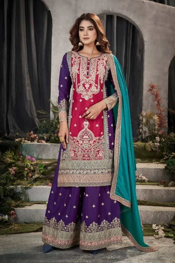 Magenta_Cotton_Premium_&_Elegant_Kurta_&_Pant_Set_With_Dupatta_For_Women_&_Girls