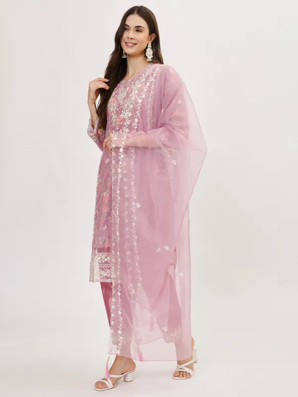 Lilac_Organza_Premium_&_Elegant_Kurta_&_Pant_Set_With_Dupatta_For_Women_&_Girls
