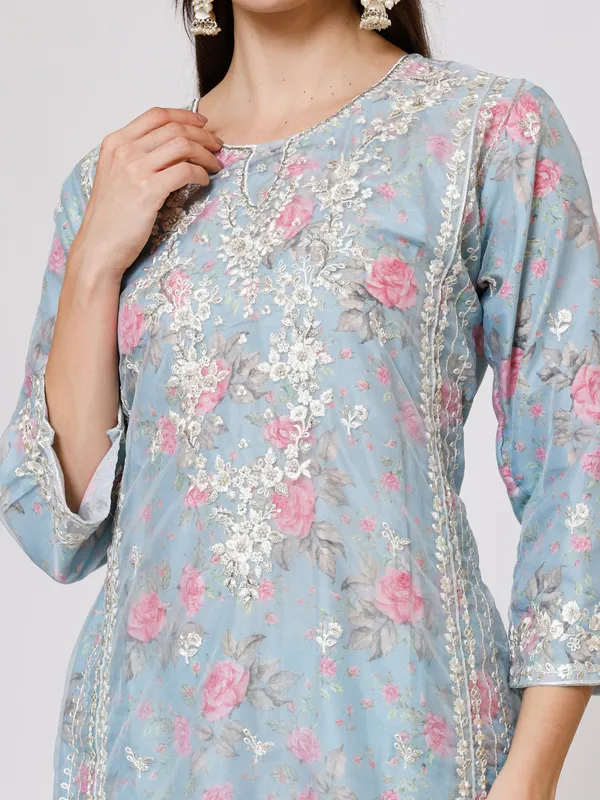 Blue_Organza_Premium_&_Elegant_Kurta_&_Pant_Set_With_Dupatta_For_Women_&_Girls